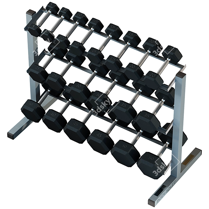 Premium 3-Tier Dumbbell Rack Organizer 3D model image 2