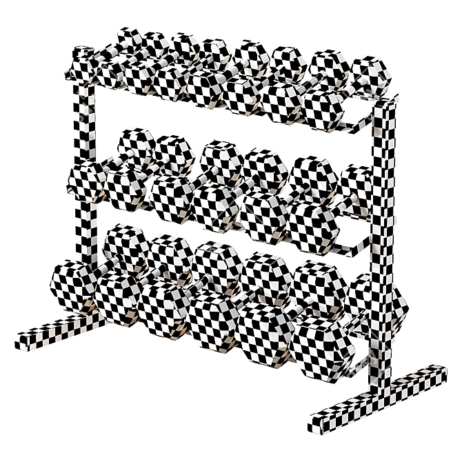 Premium 3-Tier Dumbbell Rack Organizer 3D model image 5
