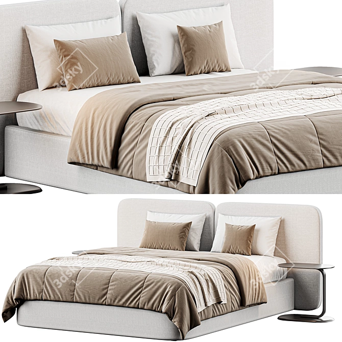 Modern Tadao Bed with Storage 3D model image 2