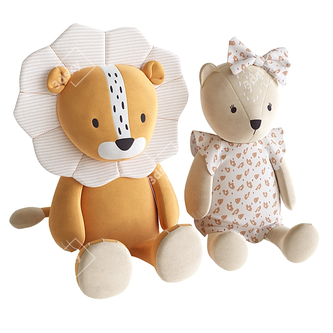 Soft Lion Cub Toys Duo 3D model image 2