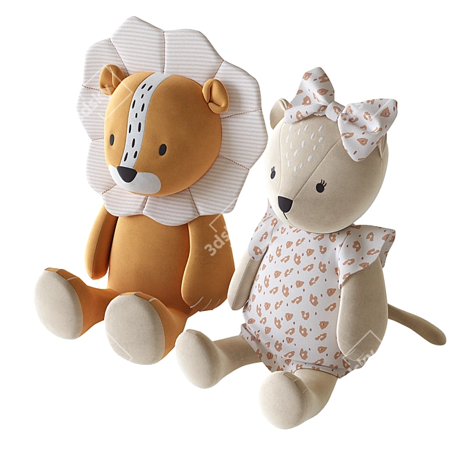 Soft Lion Cub Toys Duo 3D model image 3