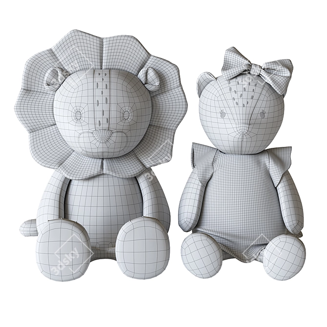 Soft Lion Cub Toys Duo 3D model image 5