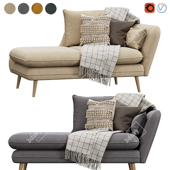 Stylish Beryl Loveseat in Beige 3D model image 1