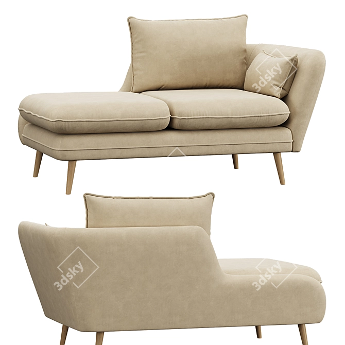 Stylish Beryl Loveseat in Beige 3D model image 5