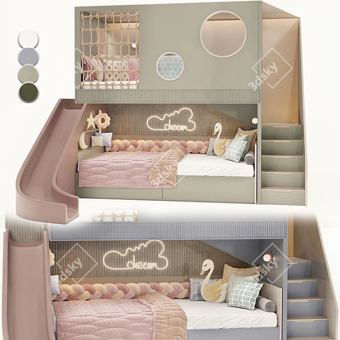 Children Dual Level Bed 2016 3D model image 1