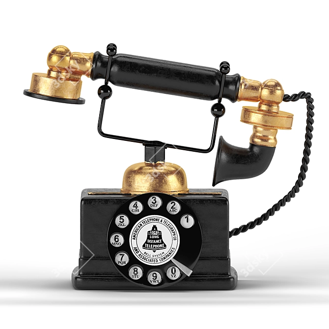 Handmade Vintage Telephone Decor 3D model image 3