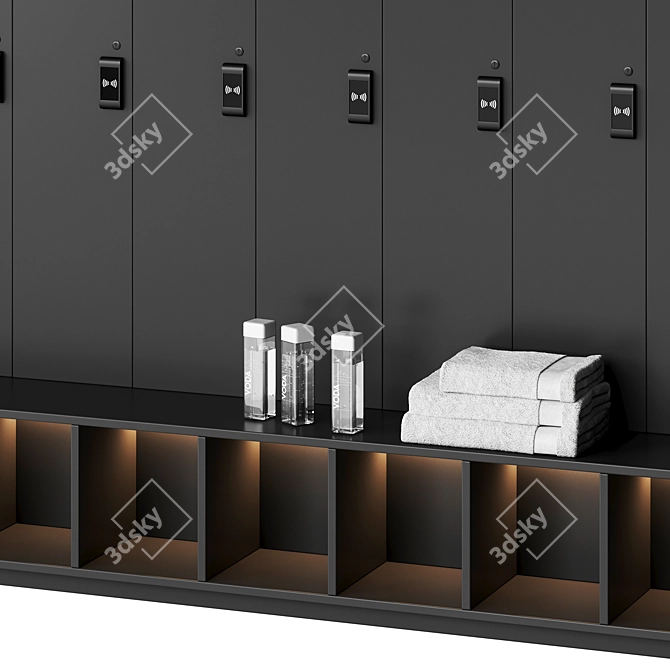 Gym Locker Room Furniture Set 3D model image 2