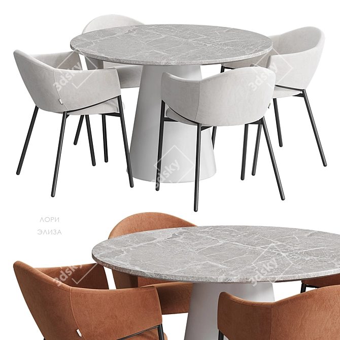 Modern Scandinavian Dining Set 3D model image 1