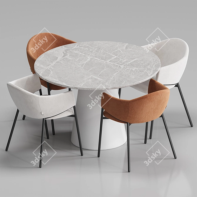 Modern Scandinavian Dining Set 3D model image 2