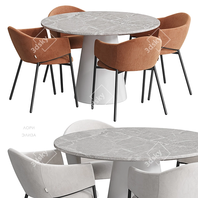 Modern Scandinavian Dining Set 3D model image 9