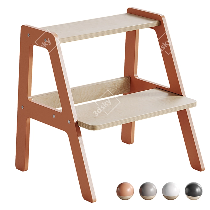 Montessori Home Step Stool- Ladder 3D model image 3