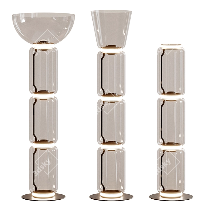 Sleek Metal and Glass Pendant 3D model image 1
