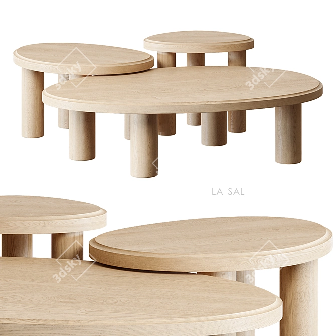 La Sal Natural Oak Accent Table 3D model image 1