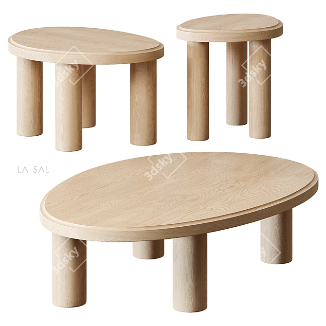 La Sal Natural Oak Accent Table 3D model image 2