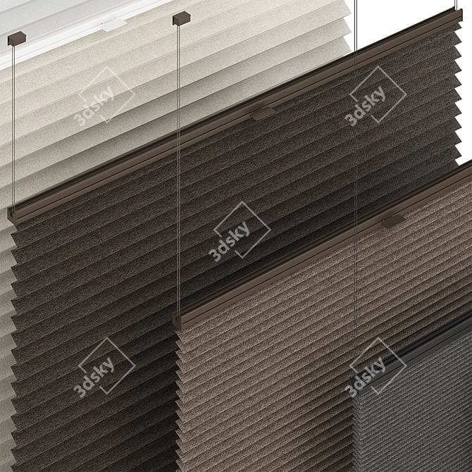 Animated Pleated Curtains: Customizable Coverage 3D model image 2