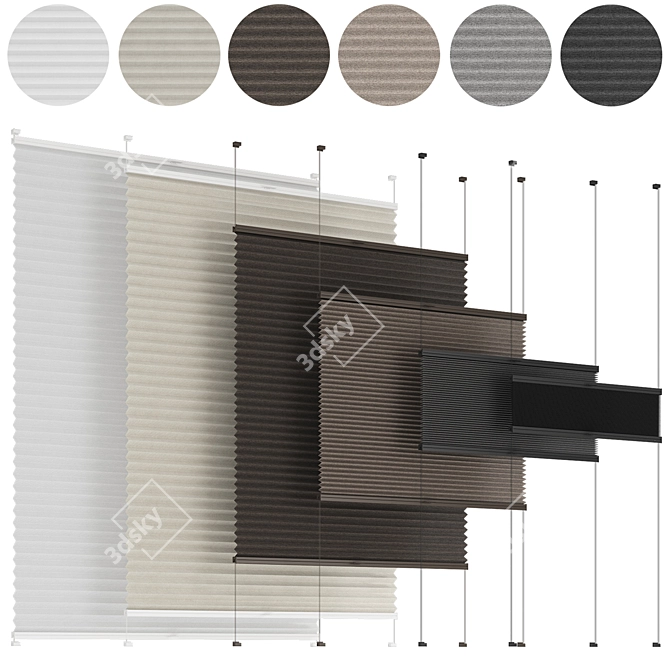 Animated Pleated Curtains: Customizable Coverage 3D model image 8