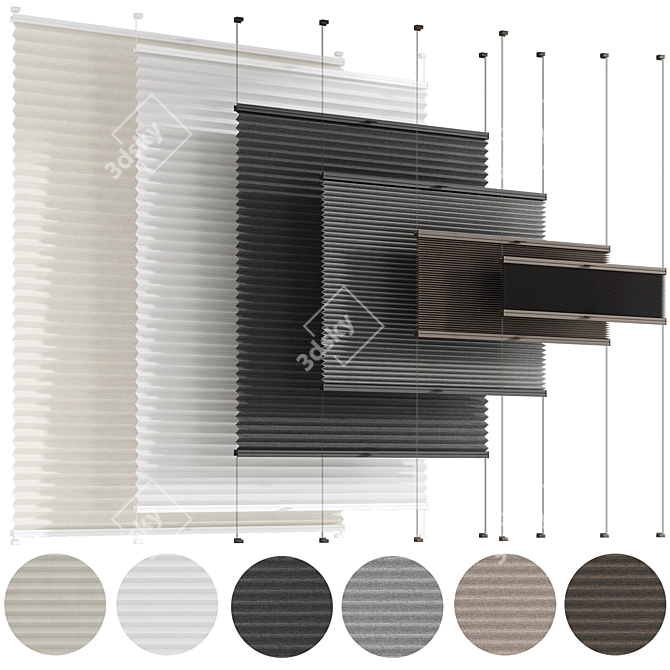 Animated Pleated Curtains: Customizable Coverage 3D model image 14