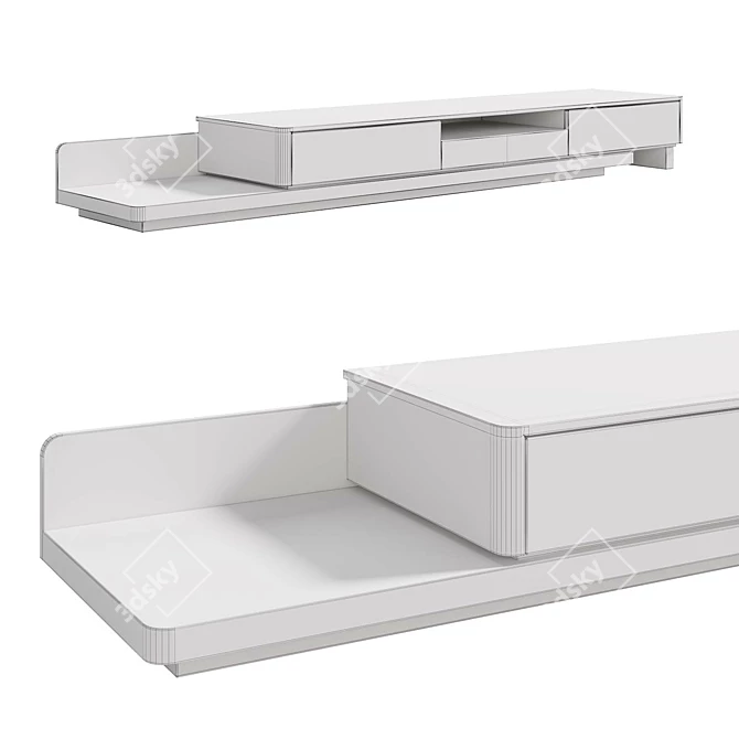 Sleek Japandi TV Stand 3D model image 3