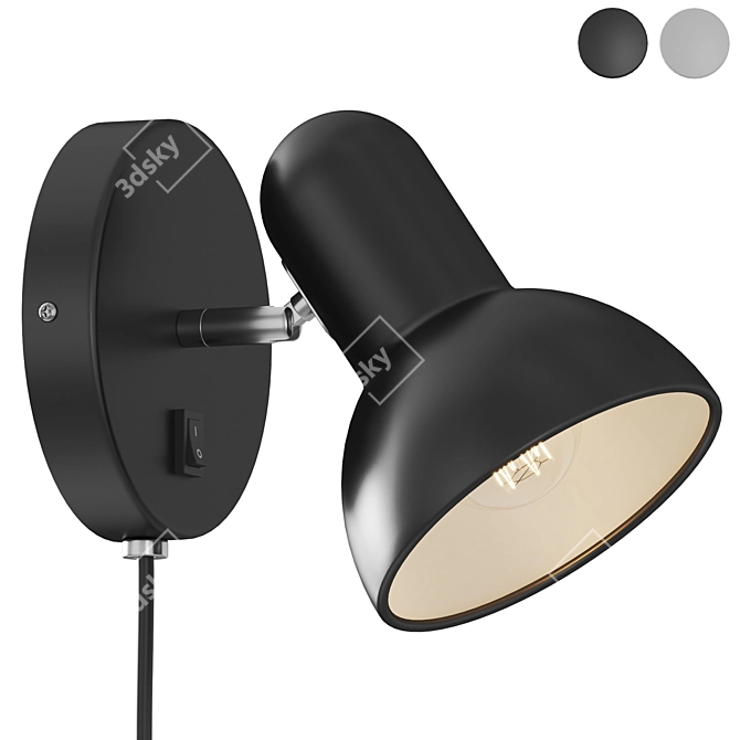 Modern Industrial Black Wall Sconce 3D model image 1