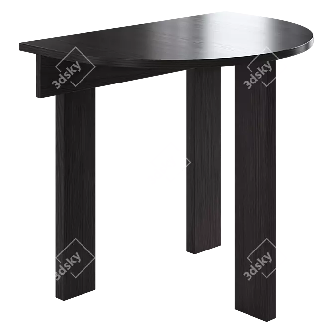 Modern Half Round Ebony Table 3D model image 1