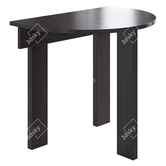 Modern Half Round Ebony Table 3D model image 4