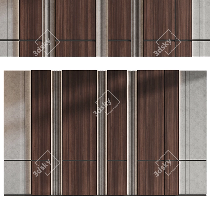 Modern Wood Wall Panels Set 3D model image 1