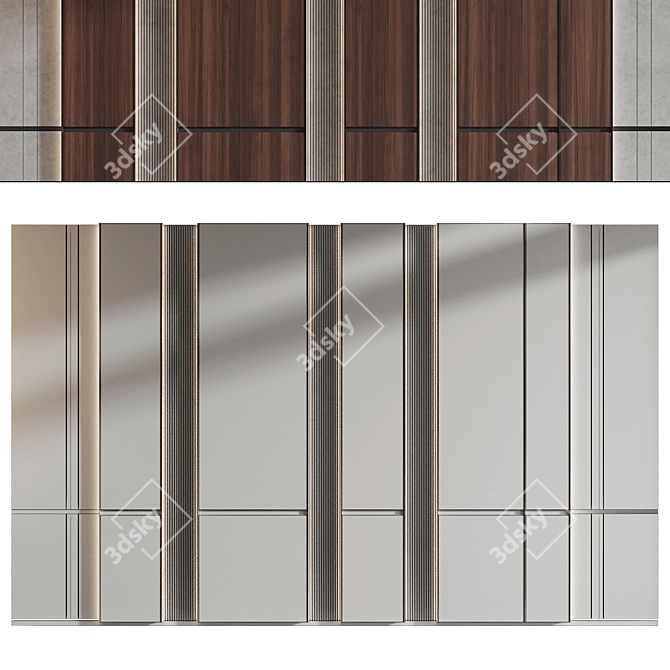 Modern Wood Wall Panels Set 3D model image 2