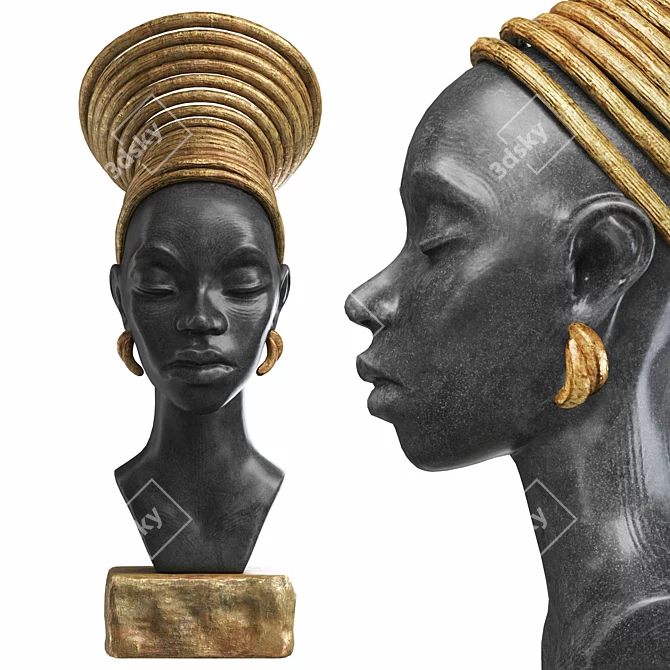 African Girl Bust Decor Sculpture 3D model image 1