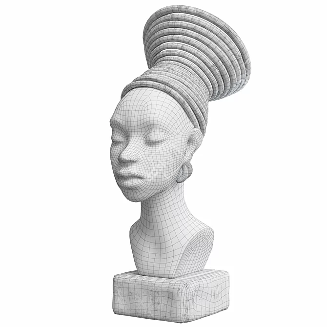 African Girl Bust Decor Sculpture 3D model image 5