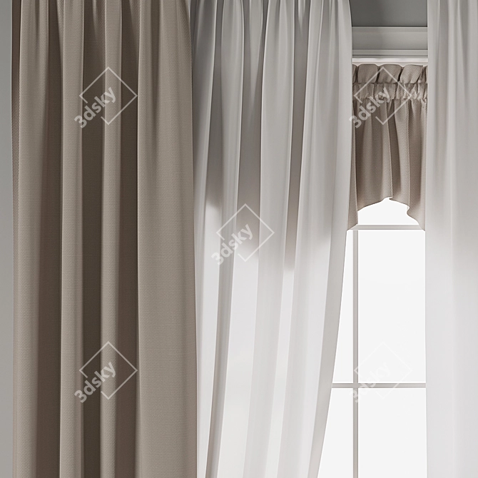  Vintage Curtain 3D Model 3D model image 2