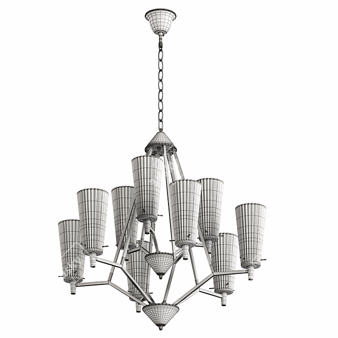 Adjustable Pendant Chandelier with Interchangeable Bulb 3D model image 3