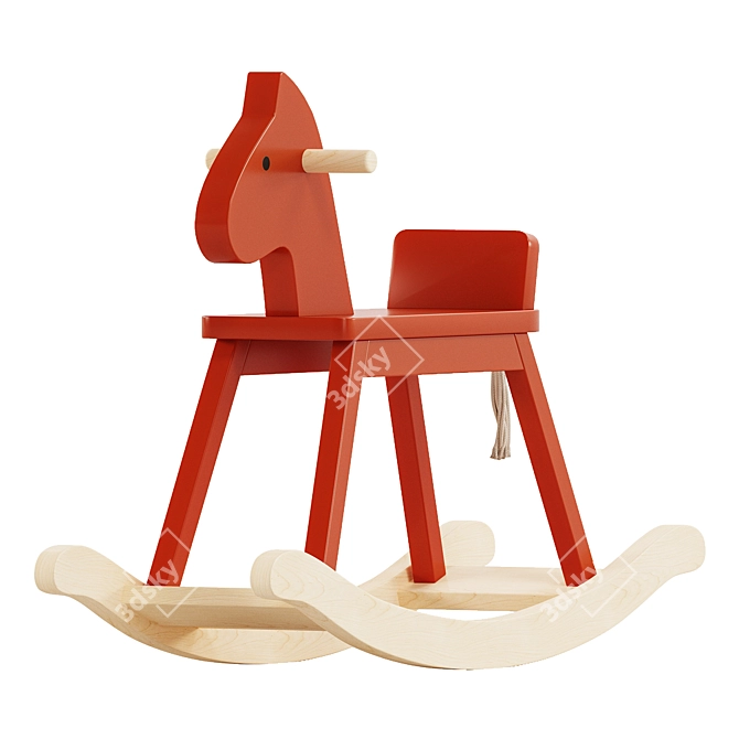 Vibrant Red Rocking Horse Toy 3D model image 1