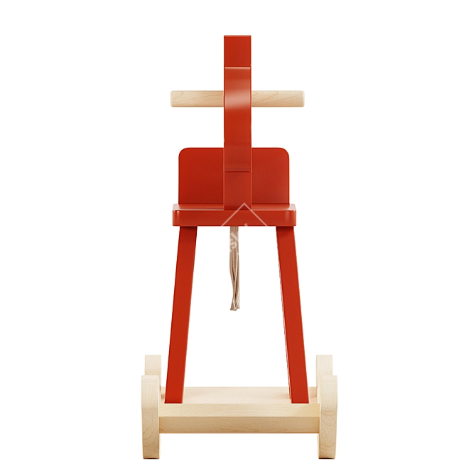 Vibrant Red Rocking Horse Toy 3D model image 3