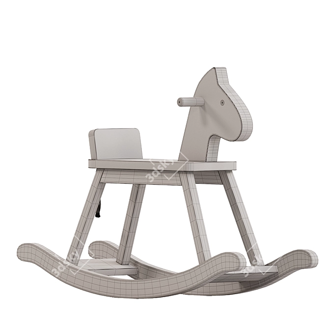 Vibrant Red Rocking Horse Toy 3D model image 6