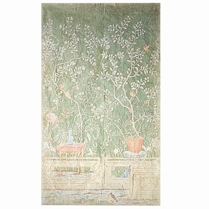 Birds and Floral Printed Tapestry 3D model image 3