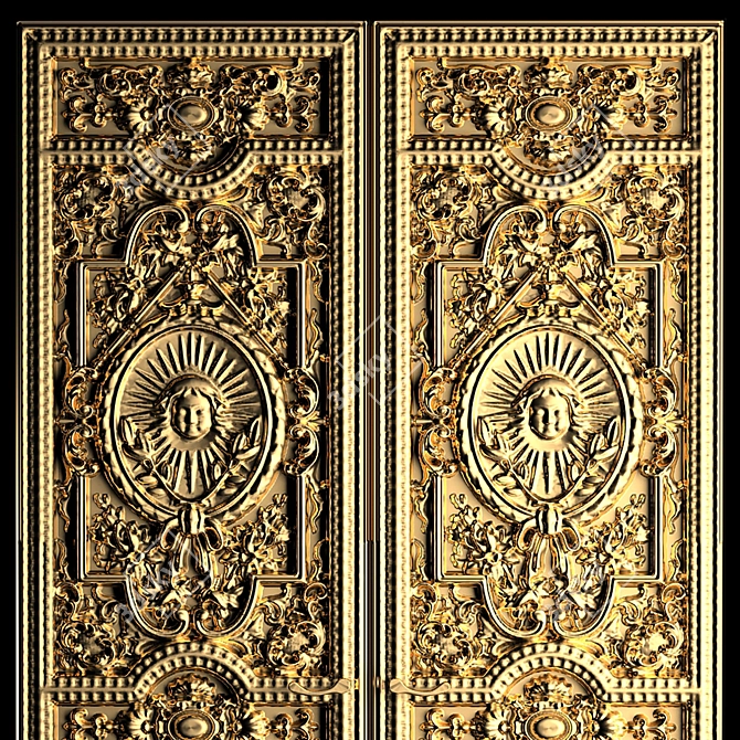 Baroque Carved Classic Door 3D model image 2