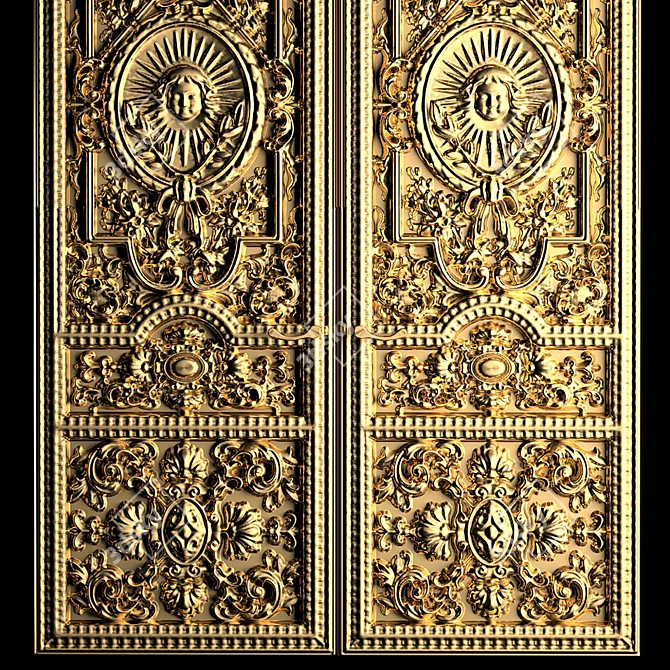Baroque Carved Classic Door 3D model image 4