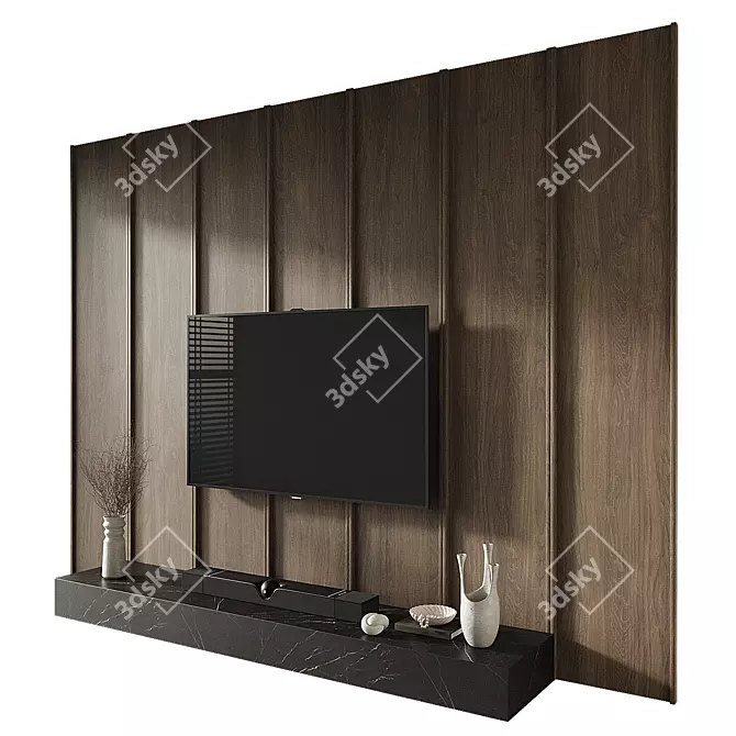 Modern TV Wall Set 008 3D model image 2