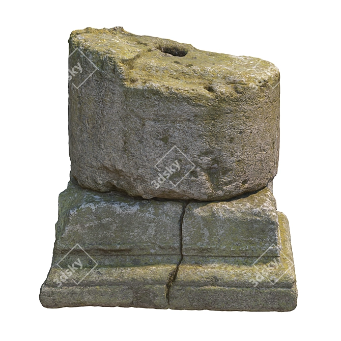 Ancient Mossy Stone Column 3D model image 2