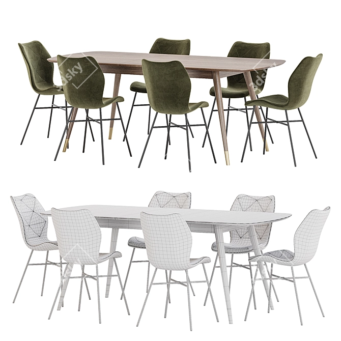  Modern Dining Set Furniture Collection 3D model image 2