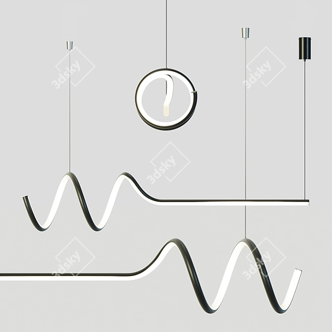 DAMARIS Black Ceiling Light Fixture 3D model image 8