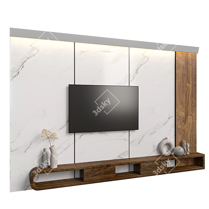 Customizable Wall-TV 3D Model 3D model image 2