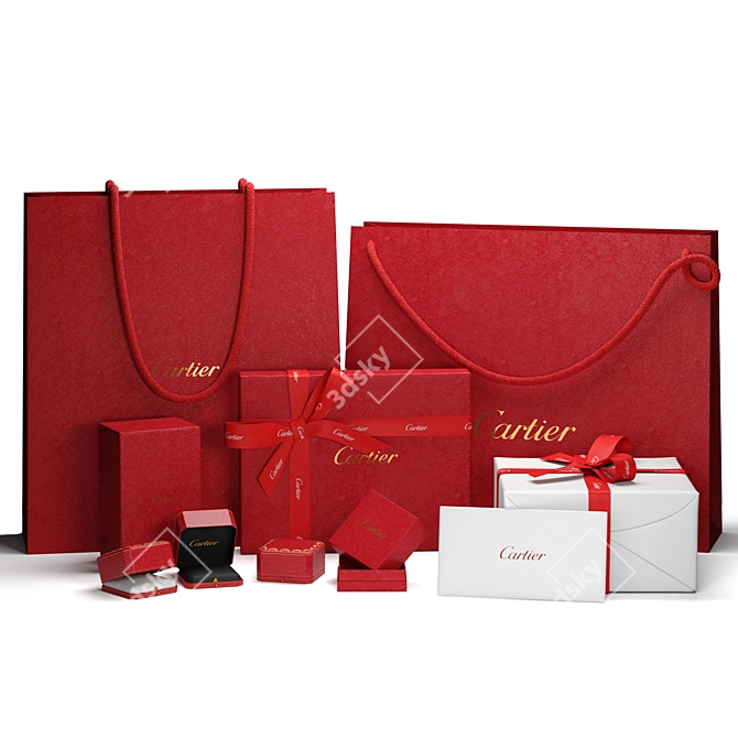 Luxury Cartier Gift Packaging Set 3D model image 1