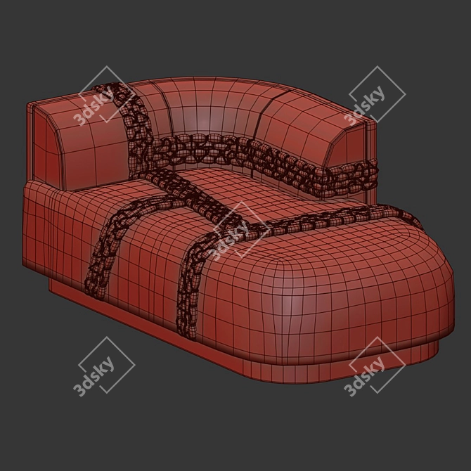 Handcrafted Cotton Embroidered Long Sofa 3D model image 3