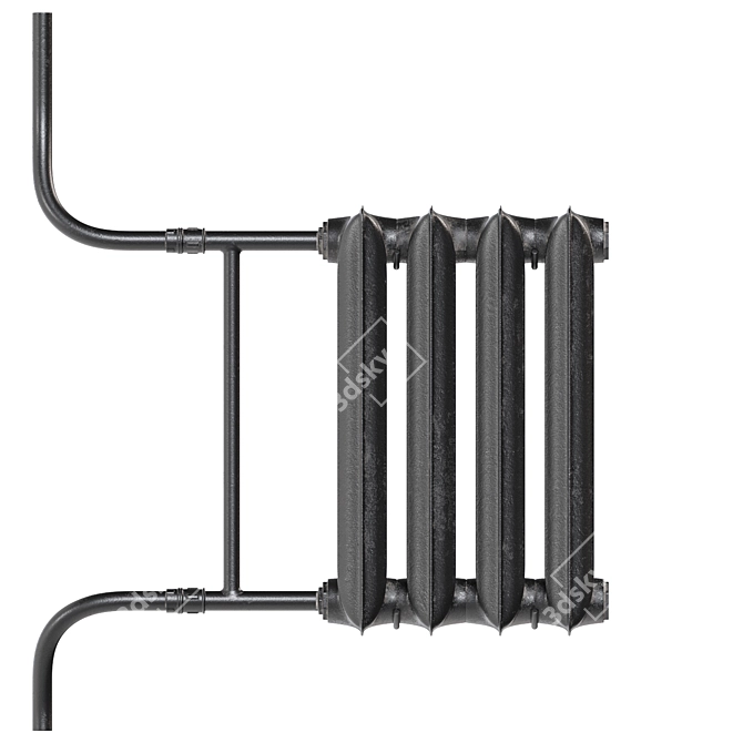 Cast Iron Heating Radiator 3D model image 3