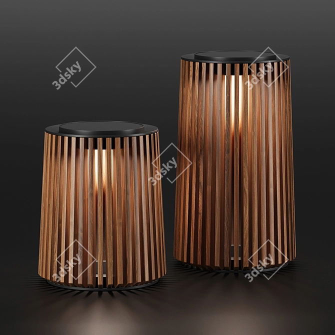 Teak Lantern Maya Outdoor Floor 3D model image 2