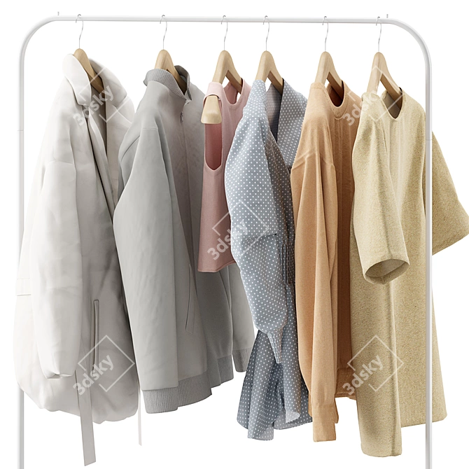 Modern Clothes Rack Set with ZARA Apparel 3D model image 4