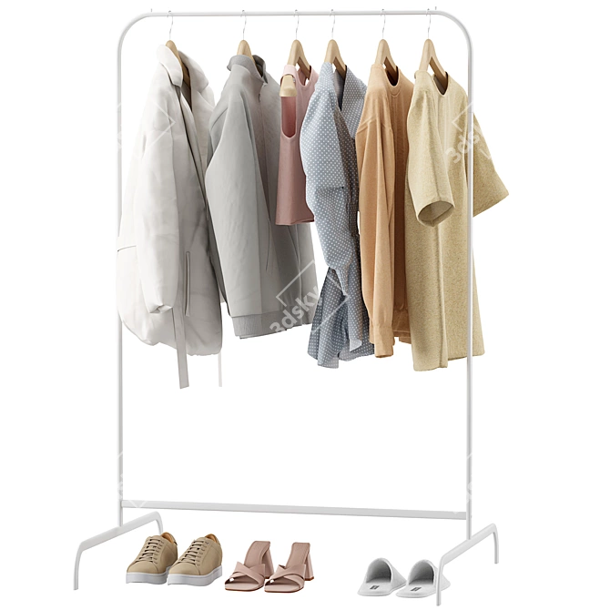 Modern Clothes Rack Set with ZARA Apparel 3D model image 5