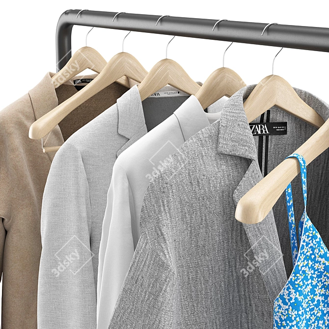 Modern Clothing Rack Furniture Set 3D model image 3