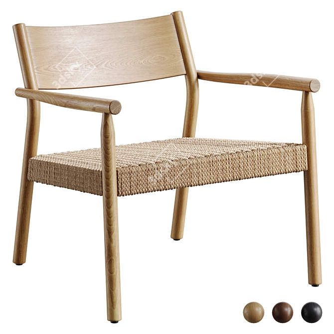 Yalia Paper Rope Armchair in Oak 3D model image 1